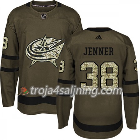 Blue Jackets tröja Boone Jenner 38 Adidas 2017-2018 Camo Grön Authentic - NHL Tröjor Herr